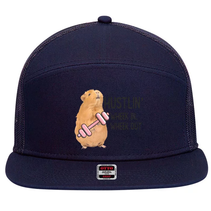 Guinea Pig Hustlin Wheek In Wheek Out 7 Panel Mesh Trucker Snapback Hat