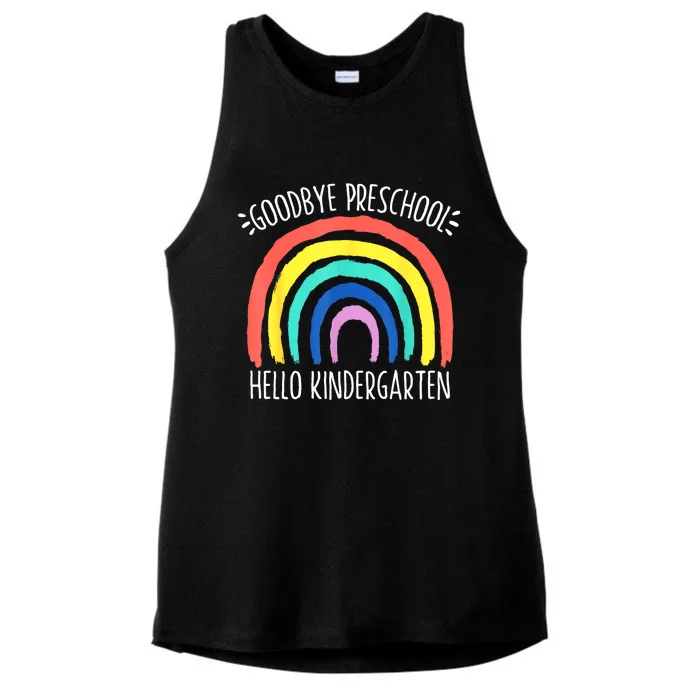 Goodbye Preschool Hello Kindergarten School Teacher Student Ladies Tri-Blend Wicking Tank