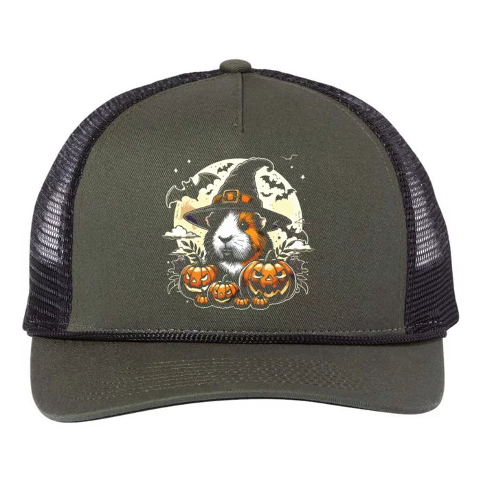 Guinea Pig Halloween Witch Art Retro Rope Trucker Hat Cap