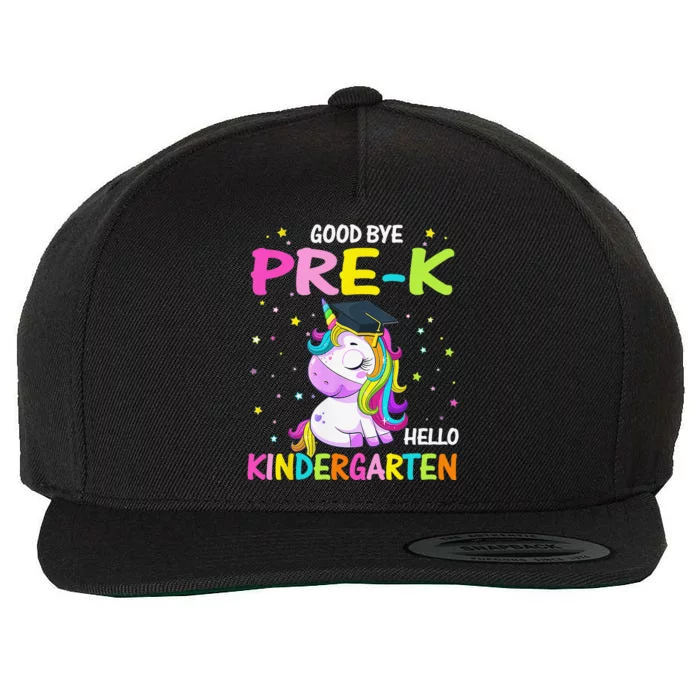 Goodbye Prek Hello Kindergarten Magical Unicorn Graduation Wool Snapback Cap