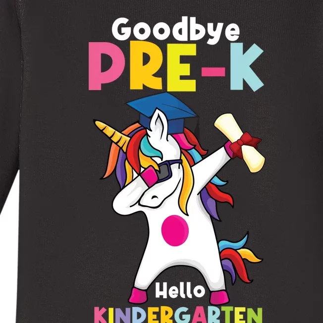 Goodbye Prek Hello Kindergarten Last Day Of School Baby Long Sleeve Bodysuit