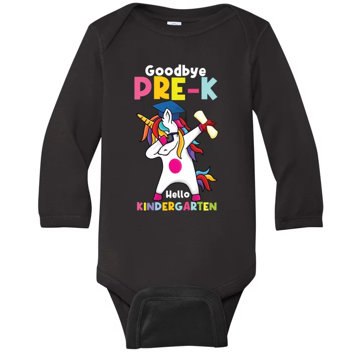 Goodbye Prek Hello Kindergarten Last Day Of School Baby Long Sleeve Bodysuit