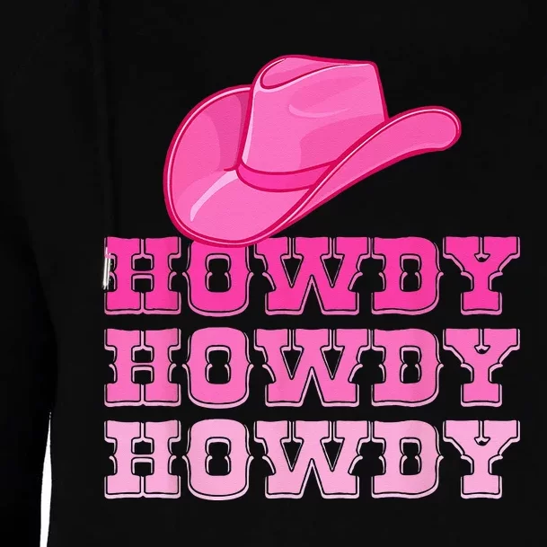 Girls Pink Howdy Cowgirl Western Country Rodeo Womens Funnel Neck Pullover Hood