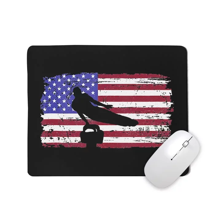 Gymnastics Pommel Horse Guy Usa American Flag Sports Team Mousepad