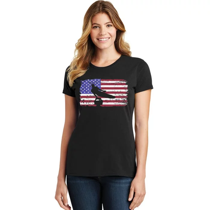 Gymnastics Pommel Horse Guy Usa American Flag Sports Team Women's T-Shirt