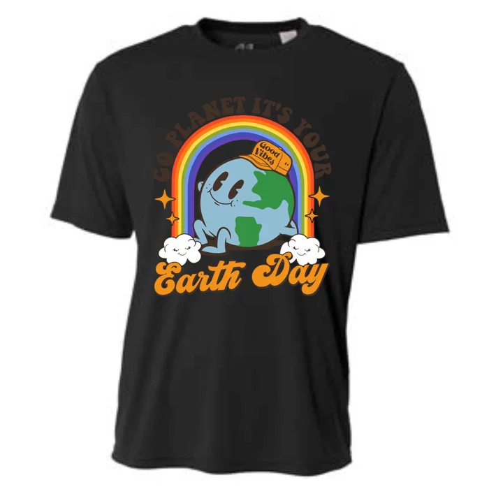 Go Planet Its Your Earth Day Teacher Groovy Environt Gift Cooling Performance Crew T-Shirt