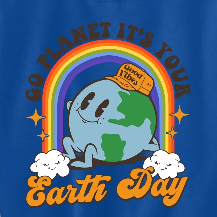 Go Planet Its Your Earth Day Teacher Groovy Environt Gift Kids Sweatshirt