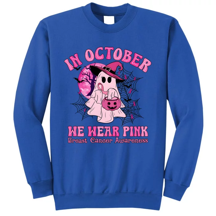 Ghost Pumpkin In October We Wear Breast Cancer Tall Sweatshirt