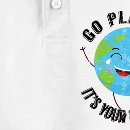 Go Planet Its Your Birthday Happy Earth Day Distressed Dry Zone Grid Performance Polo