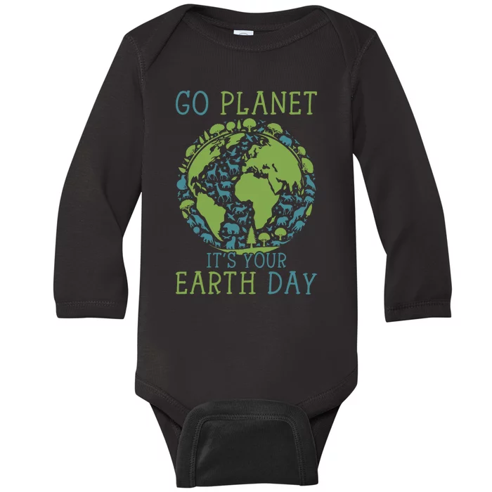 Go Planet ItS Your Earth Day 2024 Teachers Baby Long Sleeve Bodysuit