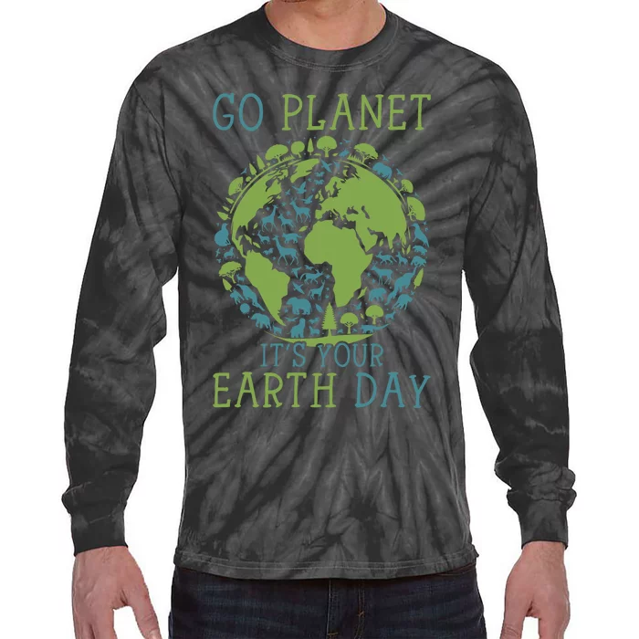 Go Planet ItS Your Earth Day 2024 Teachers Tie-Dye Long Sleeve Shirt