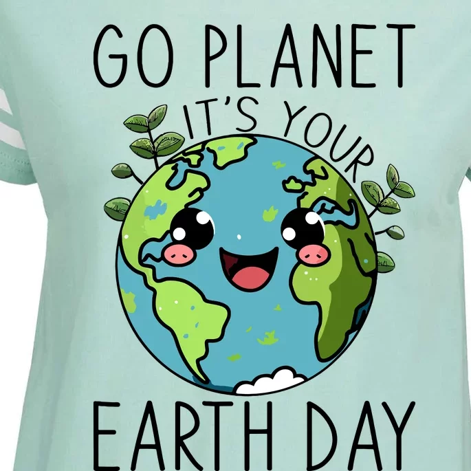 Go Planet Its Your Earth Day 2024 Teacher Cute Earth Enza Ladies Jersey Football T-Shirt