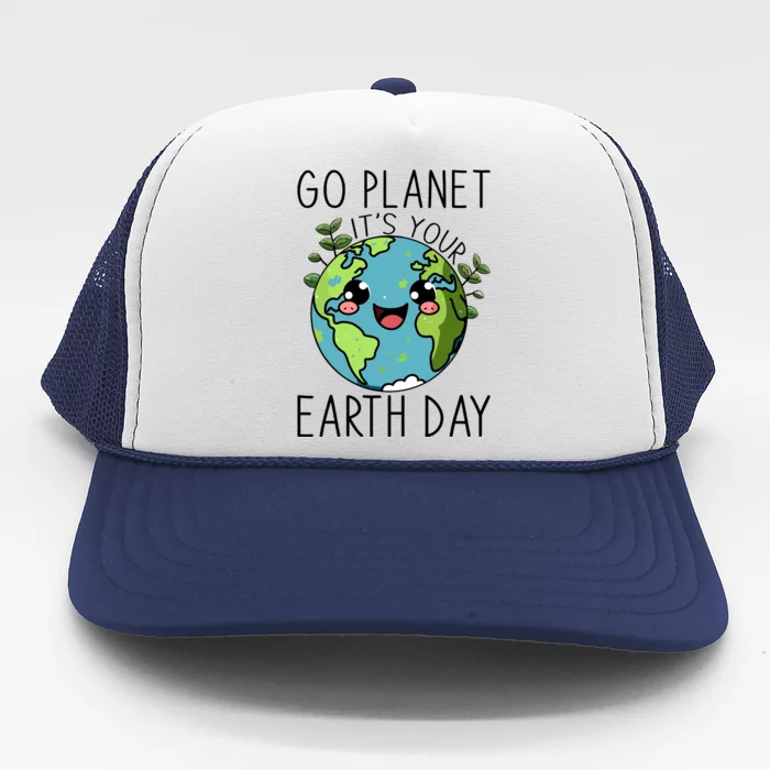 Go Planet Its Your Earth Day 2024 Teacher Cute Earth Trucker Hat