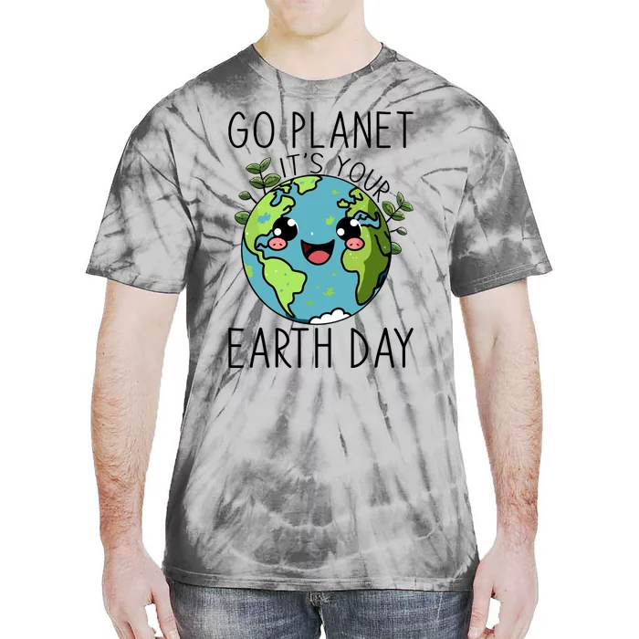 Go Planet Its Your Earth Day 2024 Teacher Cute Earth Tie-Dye T-Shirt