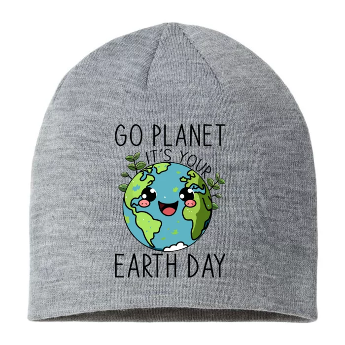 Go Planet Its Your Earth Day 2024 Teacher Cute Earth 8 1/2in Sustainable Knit Beanie