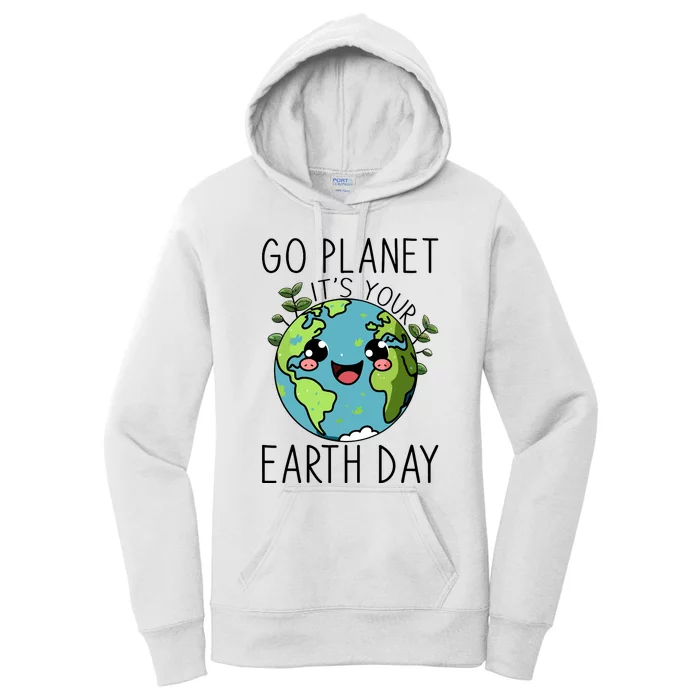 Go Planet Its Your Earth Day 2024 Teacher Cute Earth Women's Pullover Hoodie