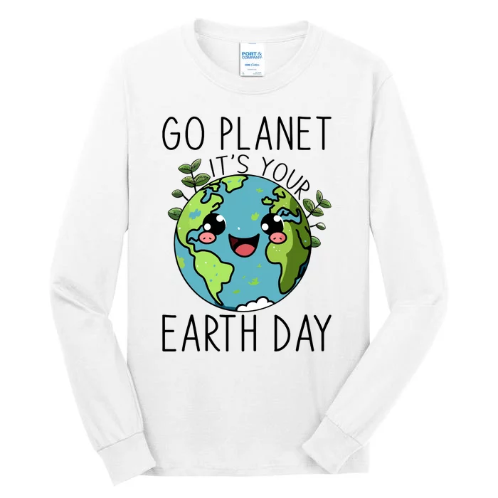 Go Planet Its Your Earth Day 2024 Teacher Cute Earth Tall Long Sleeve T-Shirt