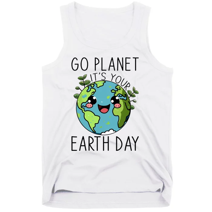 Go Planet Its Your Earth Day 2024 Teacher Cute Earth Tank Top