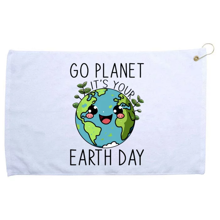 Go Planet Its Your Earth Day 2024 Teacher Cute Earth Grommeted Golf Towel