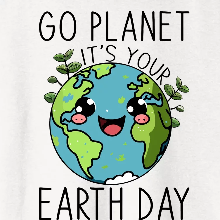 Go Planet Its Your Earth Day 2024 Teacher Cute Earth Women's Crop Top Tee