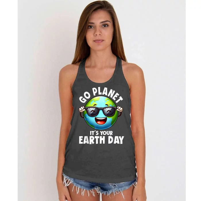 Go Planet ItS Your Earth Day Cute Earth Women's Knotted Racerback Tank