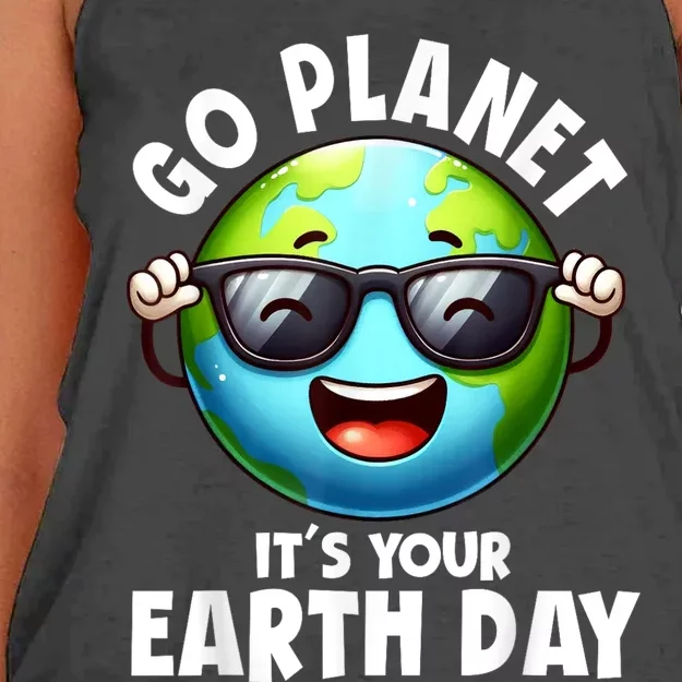 Go Planet ItS Your Earth Day Cute Earth Women's Knotted Racerback Tank