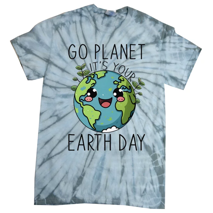 Go Planet Its Your Earth Day 2024 Teacher Cute Earth Cute Tie-Dye T-Shirt