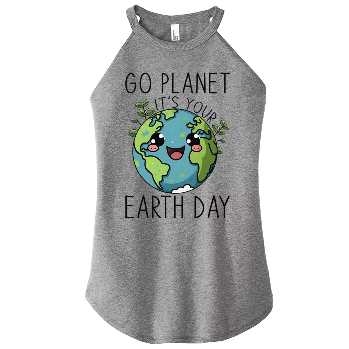 Go Planet Its Your Earth Day 2024 Teacher Cute Earth Cute Women’s Perfect Tri Rocker Tank