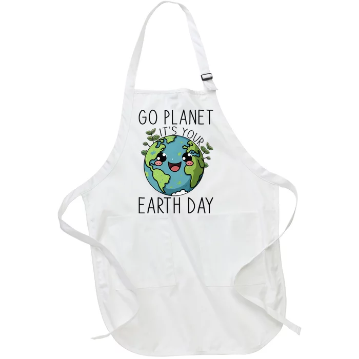 Go Planet Its Your Earth Day 2024 Teacher Cute Earth Full-Length Apron With Pocket