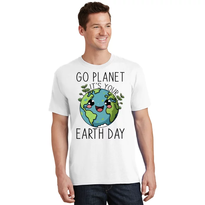 Go Planet Its Your Earth Day 2024 Teacher Cute Earth T-Shirt