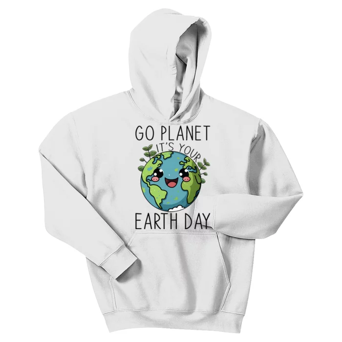 Go Planet Its Your Earth Day 2024 Teacher Cute Earth Kids Hoodie