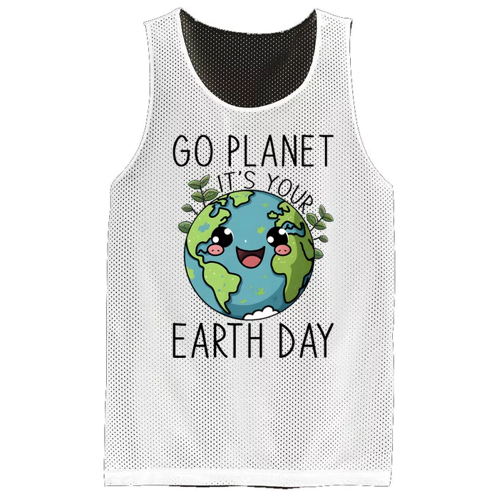 Go Planet Its Your Earth Day 2024 Teacher Cute Earth Mesh Reversible Basketball Jersey Tank