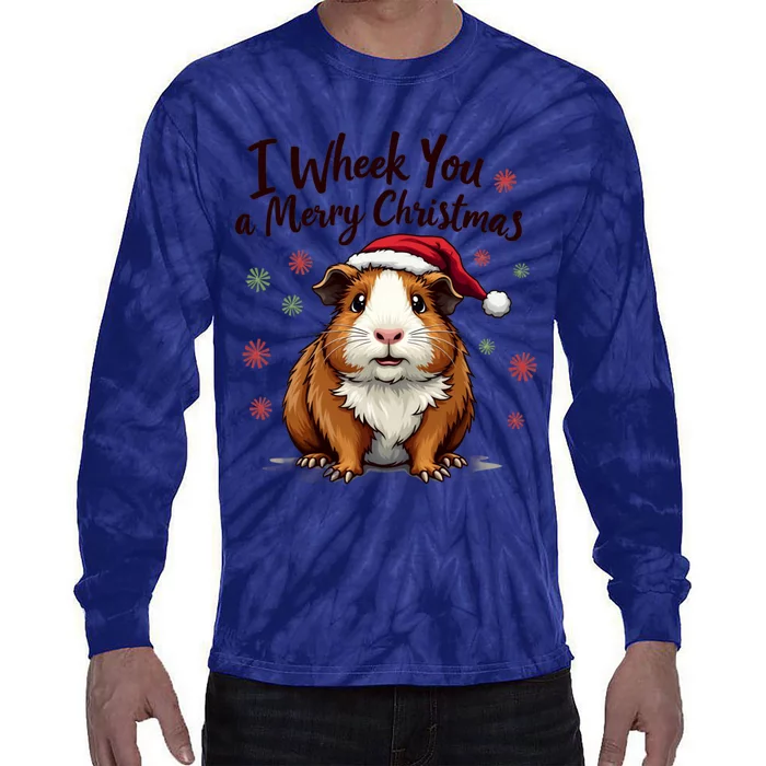 Guinea Pig I Wheek You A Merry Christmas Guinea Pigs Tie-Dye Long Sleeve Shirt