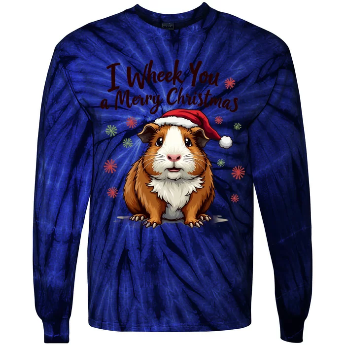 Guinea Pig I Wheek You A Merry Christmas Guinea Pigs Tie-Dye Long Sleeve Shirt