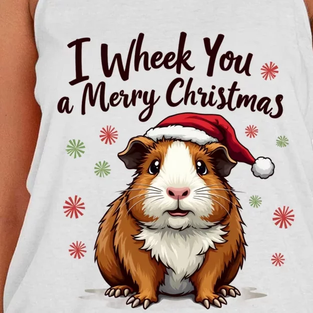 Guinea Pig I Wheek You A Merry Christmas Guinea Pigs Women's Knotted Racerback Tank