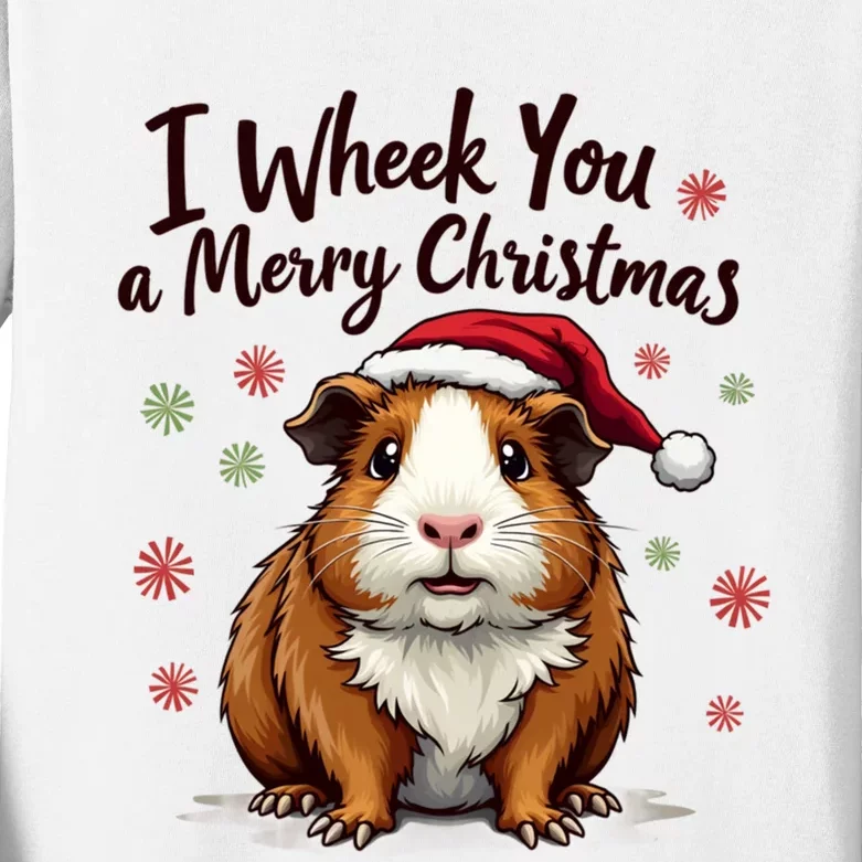 Guinea Pig I Wheek You A Merry Christmas Guinea Pigs Kids Long Sleeve Shirt