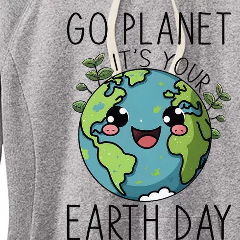 Go Planet Its Your Earth Day 2024 Teacher Women's Fleece Hoodie