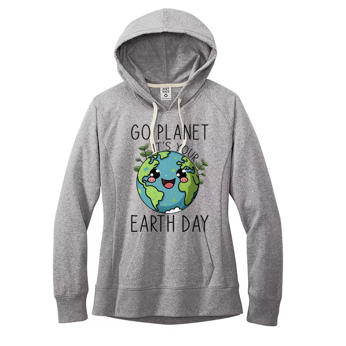 Go Planet Its Your Earth Day 2024 Teacher Women's Fleece Hoodie