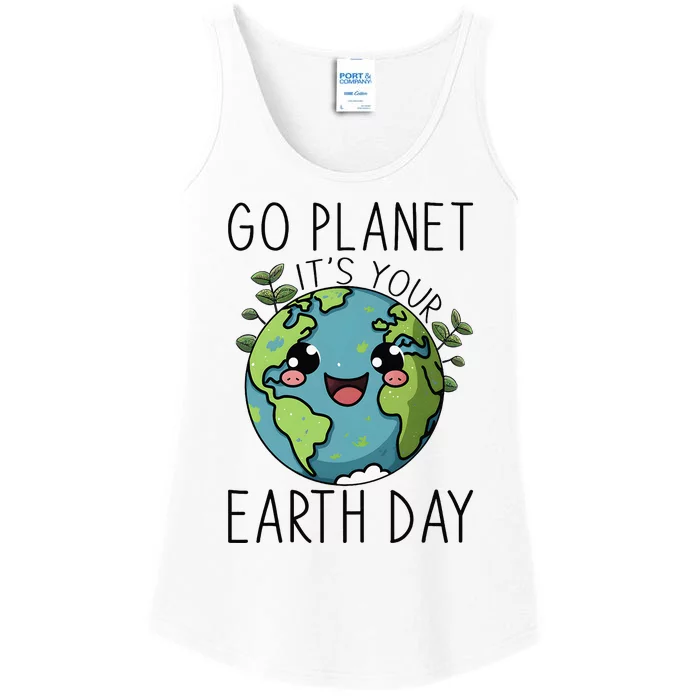 Go Planet Its Your Earth Day 2024 Teacher Ladies Essential Tank