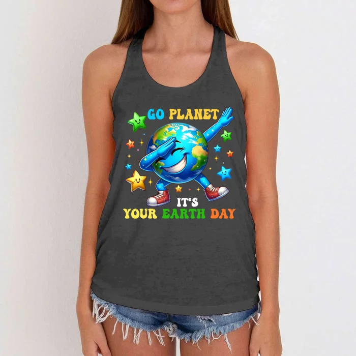 Go Planet ItS Your Earth Day 2024 Women's Knotted Racerback Tank