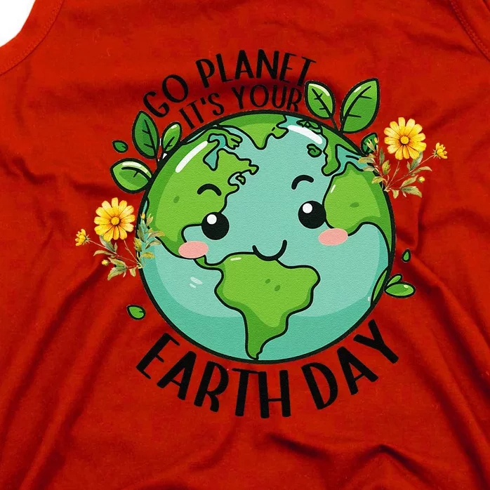 Go Planet Its Your Earth Day 2024 Teacher Cute Earth Tank Top