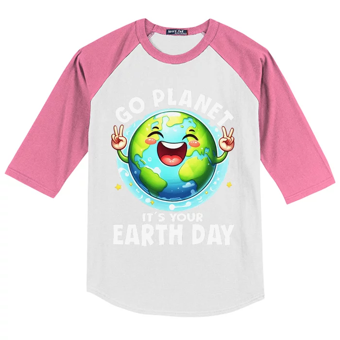 Go Planet ItS Your Earth Day Cute Earth Kids Colorblock Raglan Jersey