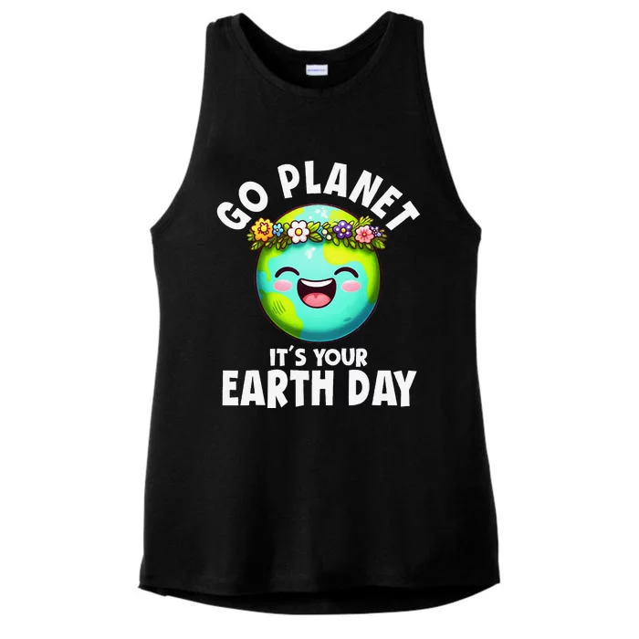 Go Planet ItS Your Earth Day Cute Earth Ladies Tri-Blend Wicking Tank