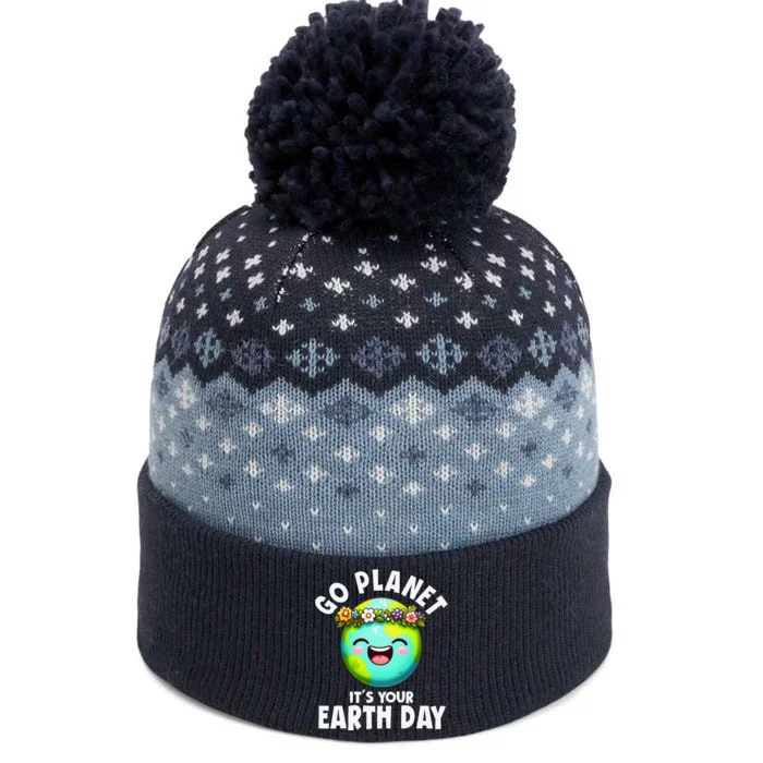 Go Planet ItS Your Earth Day Cute Earth The Baniff Cuffed Pom Beanie