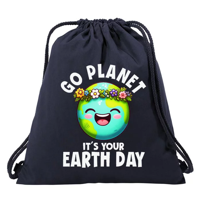 Go Planet ItS Your Earth Day Cute Earth Drawstring Bag