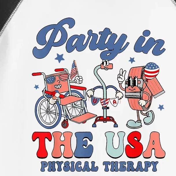 Groovy Party In The Usa Physical Therapist 4th Of July Toddler Fine Jersey T-Shirt