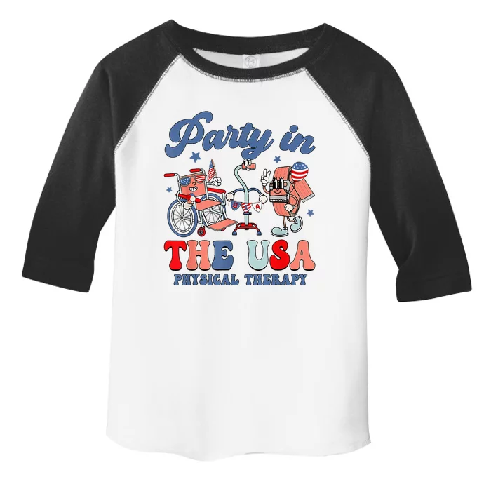 Groovy Party In The Usa Physical Therapist 4th Of July Toddler Fine Jersey T-Shirt