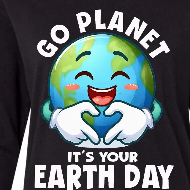 Go Planet ItS Your Earth Day Cute Earth Womens Cotton Relaxed Long Sleeve T-Shirt