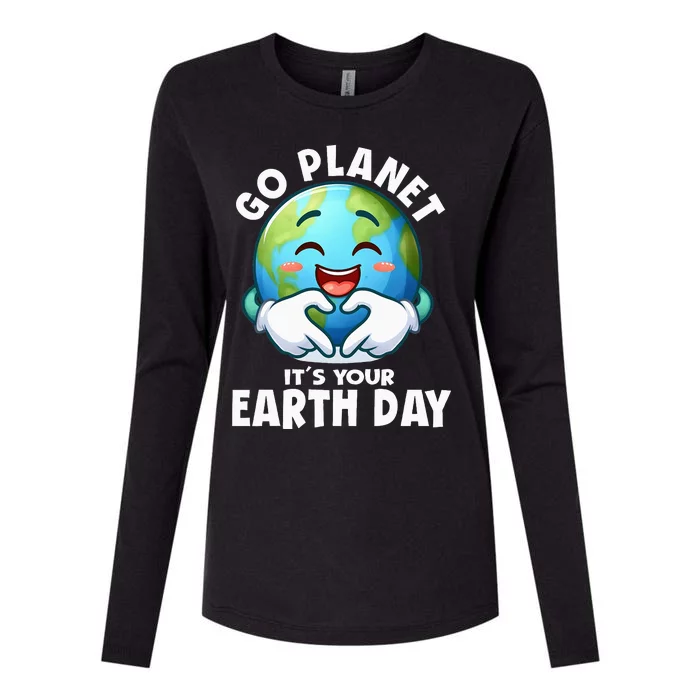 Go Planet ItS Your Earth Day Cute Earth Womens Cotton Relaxed Long Sleeve T-Shirt