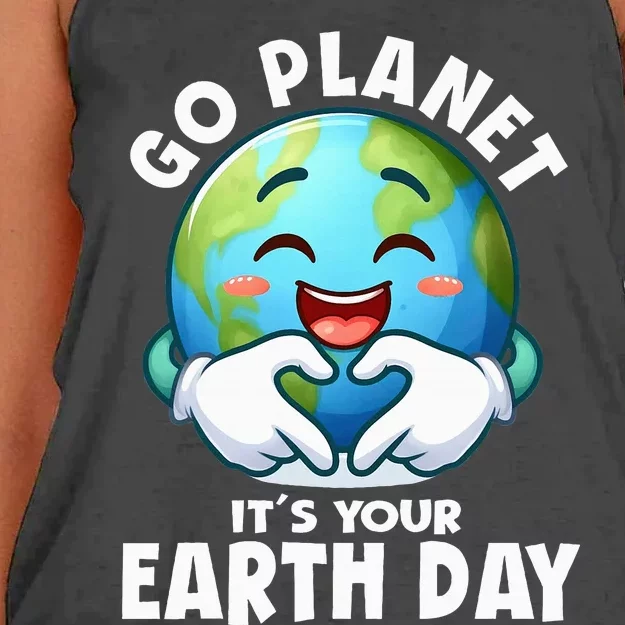 Go Planet ItS Your Earth Day Cute Earth Women's Knotted Racerback Tank